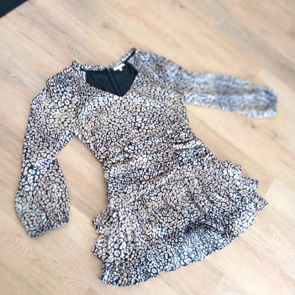 Skies Are Blue Black and Cream Animal Print Dress